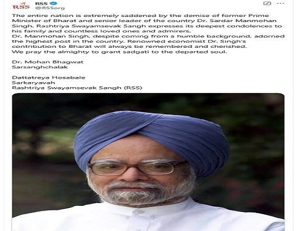 RSS condoles the death of Manmohan Singh