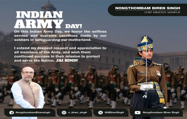 Manipur CM wishes brave soldiers on Indian Army Day