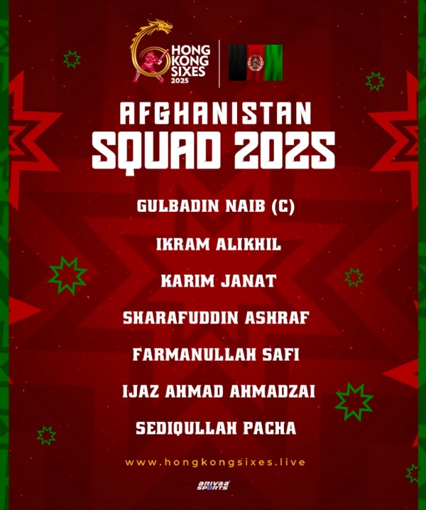 ہانگ کانگ سکسز 2025 کے لیے افغانستانی ٹیم کا اعلان