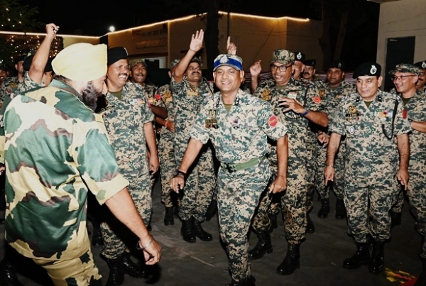 BSF jawans celebrate Diwali at the India-Pakistan border