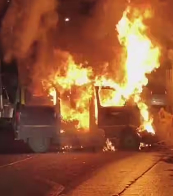 CAR BURNT ON WESTERN HIGHWAY