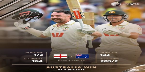 ایشز: آسٹریلیا نے پہلا ٹیسٹ جیتا، ہیڈ نے 123رنوں کی طوفانی اننگ کھیلی