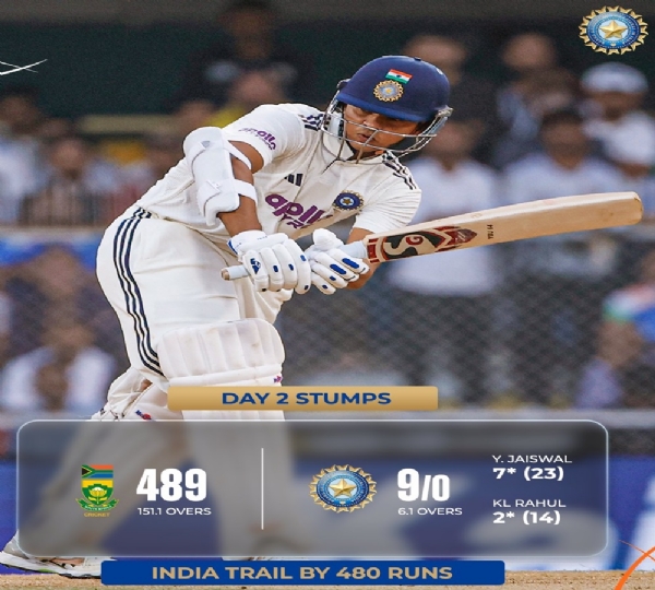 گوہاٹی ٹیسٹ: دوسرے دن کا کھیل ختم، بھارت جنوبی افریقہ سے 480 رنز سے پیچھے