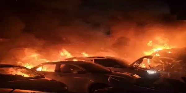 جھنجھنو شہر میں دھماکے، 18 کاریں خاکستر