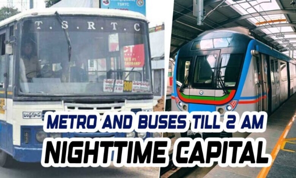 حیدرآباد میں میٹرو اور بسیں اب رات 2 بجے تک چلیں گی حیدرآباد میں میٹرو اور بسیں اب رات 2 بجے تک چلیں گی