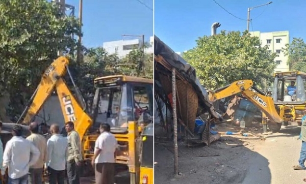 کوکٹ پلی میں غیر قانونی قبضہ جات برخواست, جی ایچ ایم سی اورٹریفک کی مشترکہ کارروائی