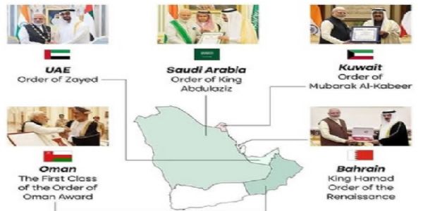وزیر اعظم مودی کی بے نظیر سفارت کاری: چھ میں سے پانچ جی سی سی ممالک نے وزیر اعظم مودی کو اعلیٰ ترین اعزازسے نوازا ہے