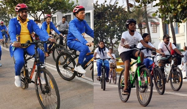 ڈاکٹر منسکھ مانڈویہ نے پڈوچیری میں ’فِٹ انڈیا سنڈیز آن سائیکل‘ کی پہلی سالگرہ کی تقریبات کی قیادت کی