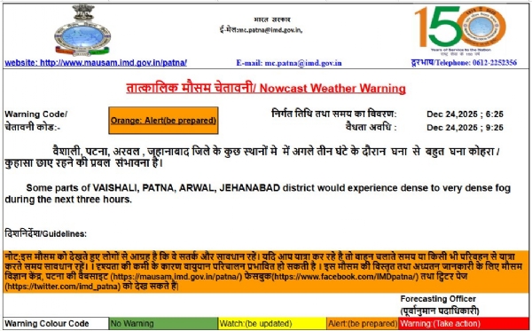 بہار میں مغربی ہواؤں نے بڑھائی کنکنی، ریاست میں کولڈ ڈے کی صورتحال