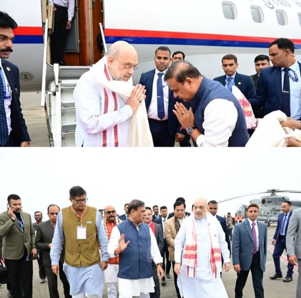 مرکزی وزیر داخلہ امت شاہ آسام پہنچے، وزیر اعلیٰ نے ہوائی اڈے پر ان کا استقبال کیا