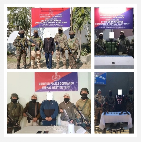 منی پور میں چار عسکریت پسند اسلحہ اور گولہ بارود کے ساتھ گرفتار