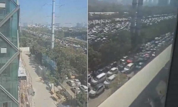 حیدرآباد کےاو آر آر پر بھاری ٹریفک جام، حیدرآباد کےاو آر آر پر بھاری ٹریفک جام،