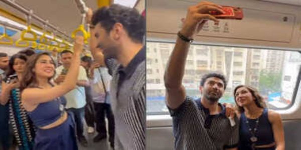 فلم میٹرو..ان دنوں کی تشہیر میں سارہ علی خان نے آدتیہ رائے کپور کے ساتھ ممبئی میٹرو میں سفر کیا
