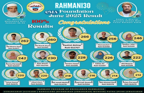 رحمانی30 نے سی ایم اے فاونڈیشن امتحان میں تاریخی 100% کامیابی حاصل کی