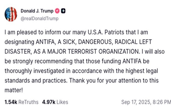 US Prez Trump declared Antifa a terrorist organization