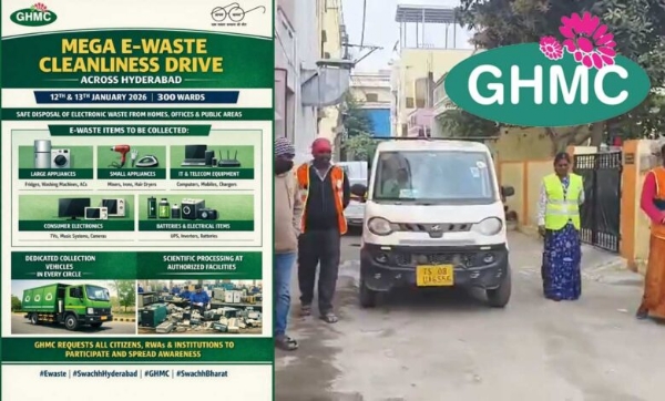 حیدرآباد میں جی ایچ ایم سی کی میگا ای-ویسٹ صفائی مہم، 12 اور 13 جنوری کو
