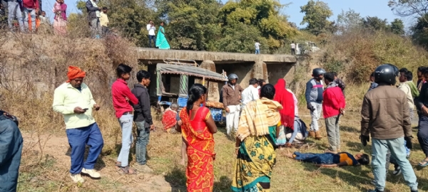 آٹو کے ایک چھوٹے پل سے نیچے گرنے سے ایک ہی خاندان کے چار افراد زخمی