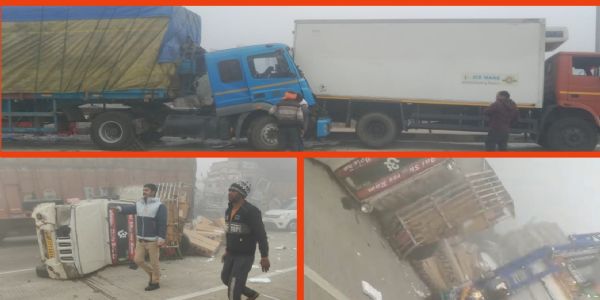 فتح پور میں شدید دھند کے باعث قومی شاہراہ 2 پر10 گاڑیاں آپس میں ٹکرائیں، تقریباً 15 افراد زخمی