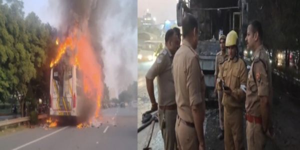 نوئیڈا ایکسپریس وے پر دہلی سے بہار جانے والی ڈبل ڈیکر بس میں آگ لگی، تمام 32 مسافر محفوظ