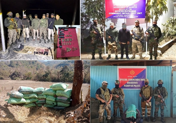 منی پور: دو عسکریت پسند گرفتار، گولہ بارود کا بڑا ذخیرہ برآمد، چار بنکر تباہ منی پور: دو عسکریت پسند گرفتار، گولہ بارود کا بڑا ذخیرہ برآمد، چار بنکر تباہ