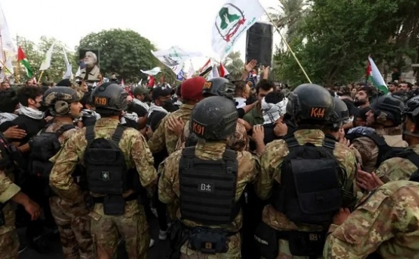 عراق میں ایران جنگ پر احتجاج، روبیو کا امریکی سفارت خانے کی حفاظت کرنے پر زور