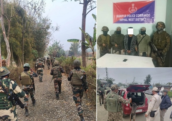 منی پور: گرفتار کے سی پی کا کیڈر اور تلاشی مہم چلاتے ہوئے سیکورٹی فورسز