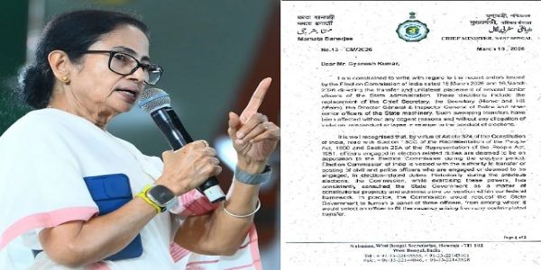 وزیر اعلی ممتا بنرجی نے انتخابی کمیشن کو خط لکھ کر سینئر عہدیداروں کے تبادلے پر اعتراض کیا