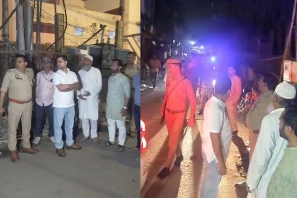 اعظم نگر میں تجاوزات ہٹانے پہنچے پولیس افسران، کارروائی کے دوران موقع پر موجود دکانداروں سے ہوئی نوک جھونک۔