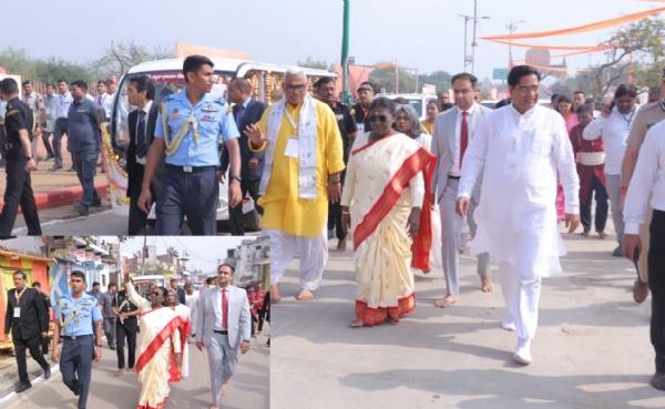 صدرجمہوریہ دروپدی مرمو نے گری راج جی کا درشن کیا،ننگے پاؤں چل کر شروع کی سپتکوسی پرکرما