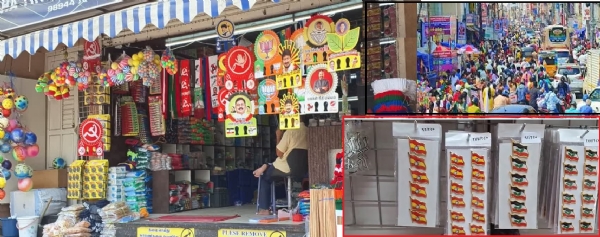 مدورئی کے بازاروں میں انتخابی سرگرمیوں کی رونق ، جھنڈوں اور انتخابی مہم کے مواد کی فروخت میں اضافہ