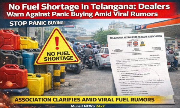 تلنگانہ میں ایندھن کی کوئی قلت نہیں: ڈیلرز کی افواہوں پر کان نہ دھرنے کی اپیل