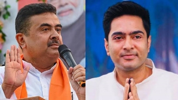 بی جے پی رہنما شبھیندو ادھیکاری اور ترنمول کانگریس کے رہنما ابھشیک بنرجی بی جے پی رہنما شبھیندو ادھیکاری اور ترنمول کانگریس کے رہنما ابھشیک بنرجی
