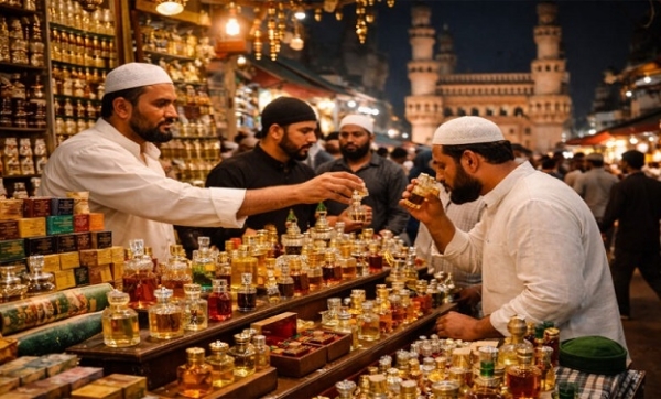 رمضان میں حیدرآباد کے بازاروں میں عطریات کی خریداری میں نمایاں اضافہ رمضان میں حیدرآباد کے بازاروں میں عطریات کی خریداری میں نمایاں اضافہ