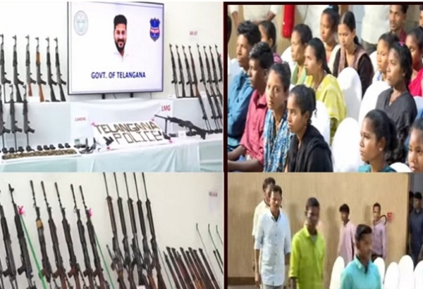 تلنگانہ میں 130 ماونوازوں کی وزیر اعلی ریونت ریڈیی کی موجودگی میں خودسپردگی