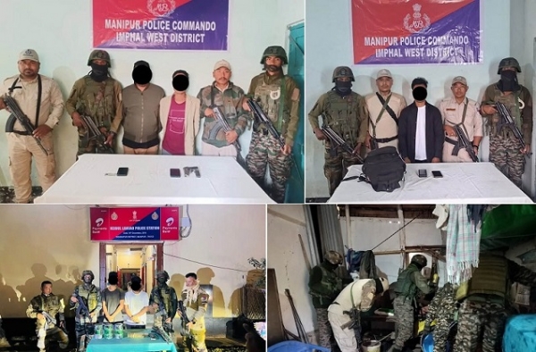 منی پور کے الگ الگ علاقوں سے گرفتار عسکریت پسند کیڈر