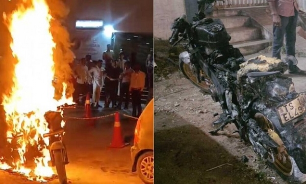 آصف نگر میں چلتی بائیک میں لگی اچانک آگ، بڑا حادثہ ٹل گیا