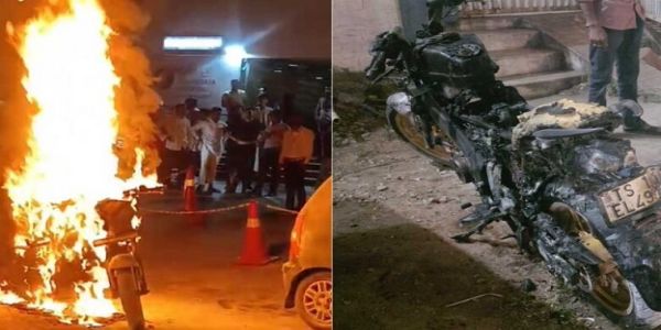 آصف نگر میں چلتی بائیک میں لگی اچانک آگ، بڑا حادثہ ٹلا