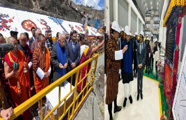 منوہر لال بھوٹان میں ہائیڈرو الیکٹرک پروجیکٹ سائٹس کا دورہ کرتے ہوئے۔