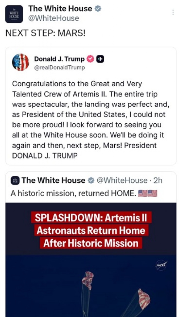 ناسا کا آرٹیمس-2 مشن کامیابی سے مکمل