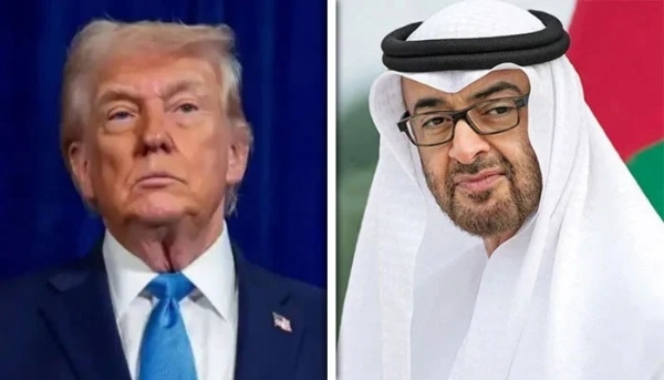 صدر یو اے ای شیخ محمد بن زاید اور امریکی صدر ڈونالڈ ٹرمپ کے درمیان ٹیلی فونک رابطہ