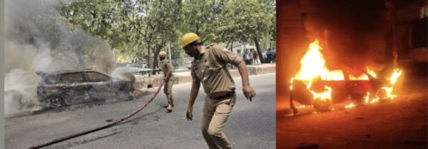 نوئیڈا میں الگ الگ مقامات پر دو کاروں  میں آگ لگی ، کسی جانی نقصان کی اطلاع نہیں