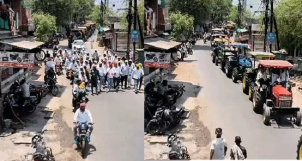 ہردہ میں اپنے مطالبات کے حوالے سے احتجاج کرتے ہوئے کسان