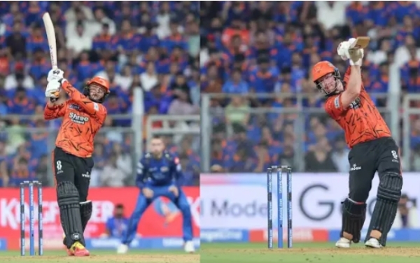 ابھشیک شرما اور ہینرک کلاسین شاٹ کھیلتے ہوئے۔