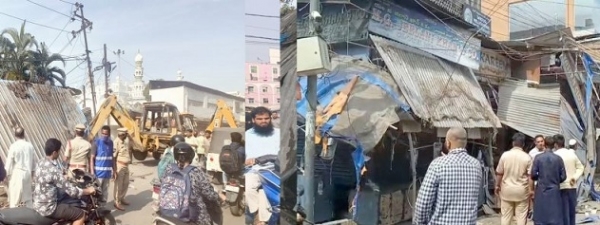 حیدرآباد کے مختلف علاقوں میں فٹ پاتھ پر ناجائز قبضوں کی برخواستگی
