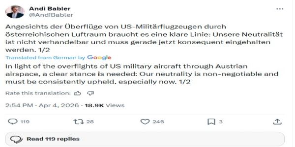 آسٹریا کسی فوجی تنازع کا حصہ نہیں بنے گا: وائس چانسلر