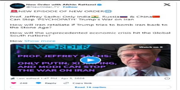 صرف بھارت، روس اور چین کے پاس مغربی ایشیا کی جنگ کو روکنے کی طاقت ہے: امریکی ماہر اقتصادیات