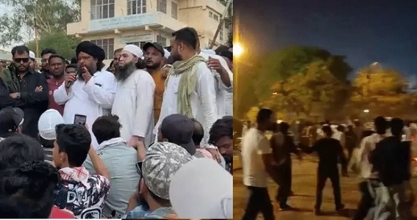 بھوپال میں مسلم نوجوان کے ساتھ مار پیٹ کے خلاف احتجاج درج کراتے ہوئے سماج کے لوگ