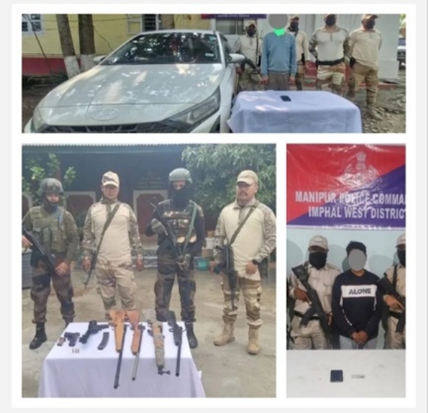 منی پور میں سیکورٹی فورسز کی کارروائی میں ہتھیاروں کی برآمدگی اور دو شدت پسندوں کی گرفتاری سے متعلق تصاویر۔