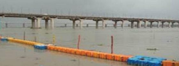 प्रयागराज में गंगा एवं यमुना नदी के जल स्तर का छाया चित्र