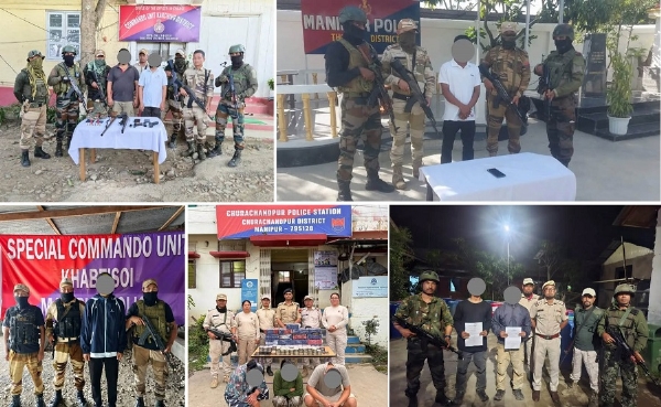 منی پور میں سکیورٹی فورسز کی بڑی کارروائی، شدت پسند اور منشیات کے اسمگلر گرفتار